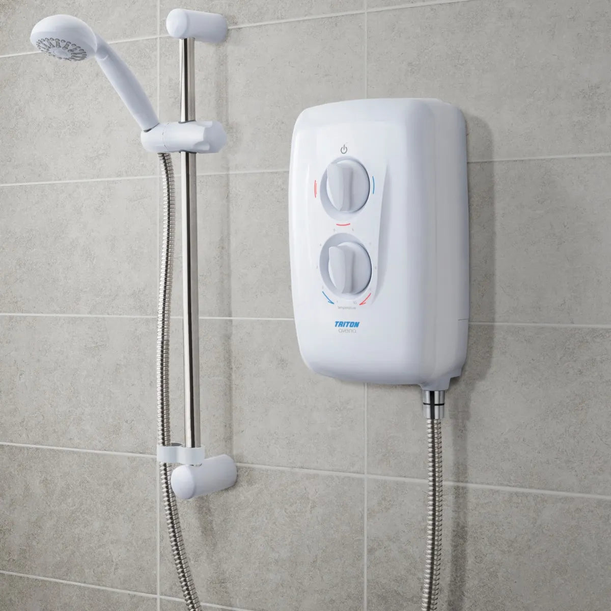 Triton Avena Instant Electric Shower – White/Chrome | 8.5kW or 9.5kW | Swivel-Fit