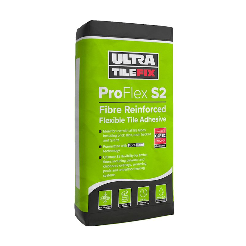 UltraTile ProFlex S2 Flexible Fibre Reinforced Grey Tile Adhesive 20kg