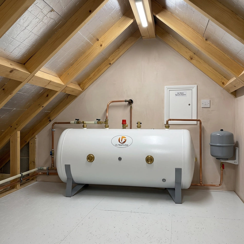 Ultraflow Horizontal Indirect Unvented Hot Water Cylinder 120L–500L