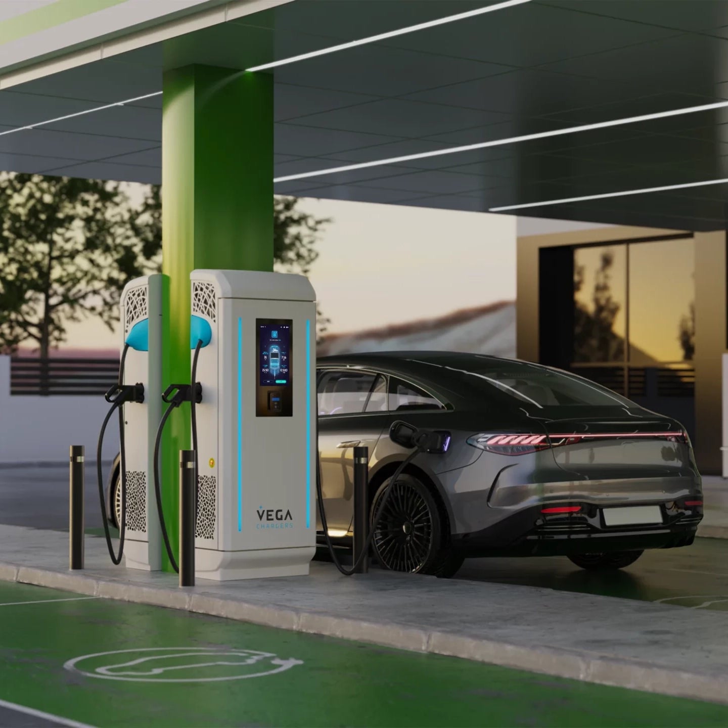 VEGA ALOHA Lander Plus 240kW ultra-rapid charging station installed outdoors