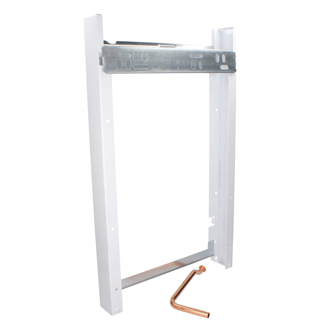 White metal frame with a bracket on a white background