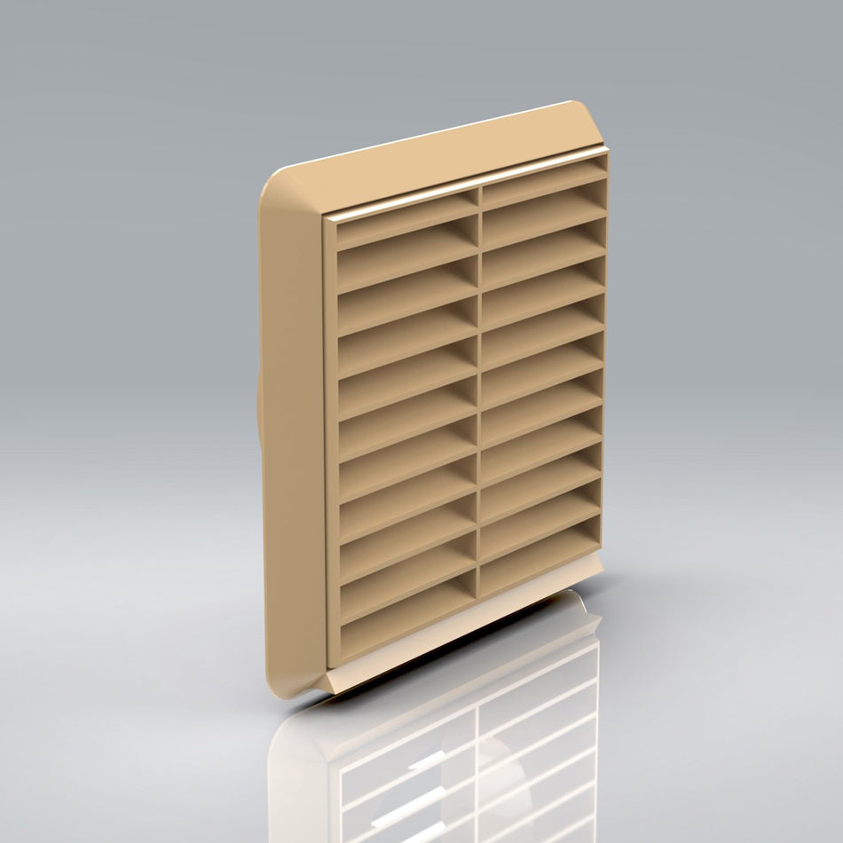 Verplas 125mm Louvred Grille With Flyscreen - White, Beige, Brown, Terracotta, Black