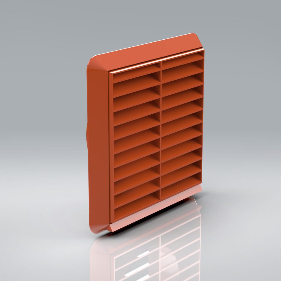 Verplas 125mm Louvred Grille With Flyscreen - White, Beige, Brown, Terracotta, Black
