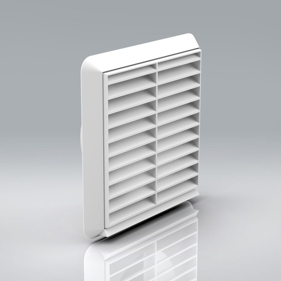 Verplas 125mm Louvred Grille With Flyscreen - White, Beige, Brown, Terracotta, Black