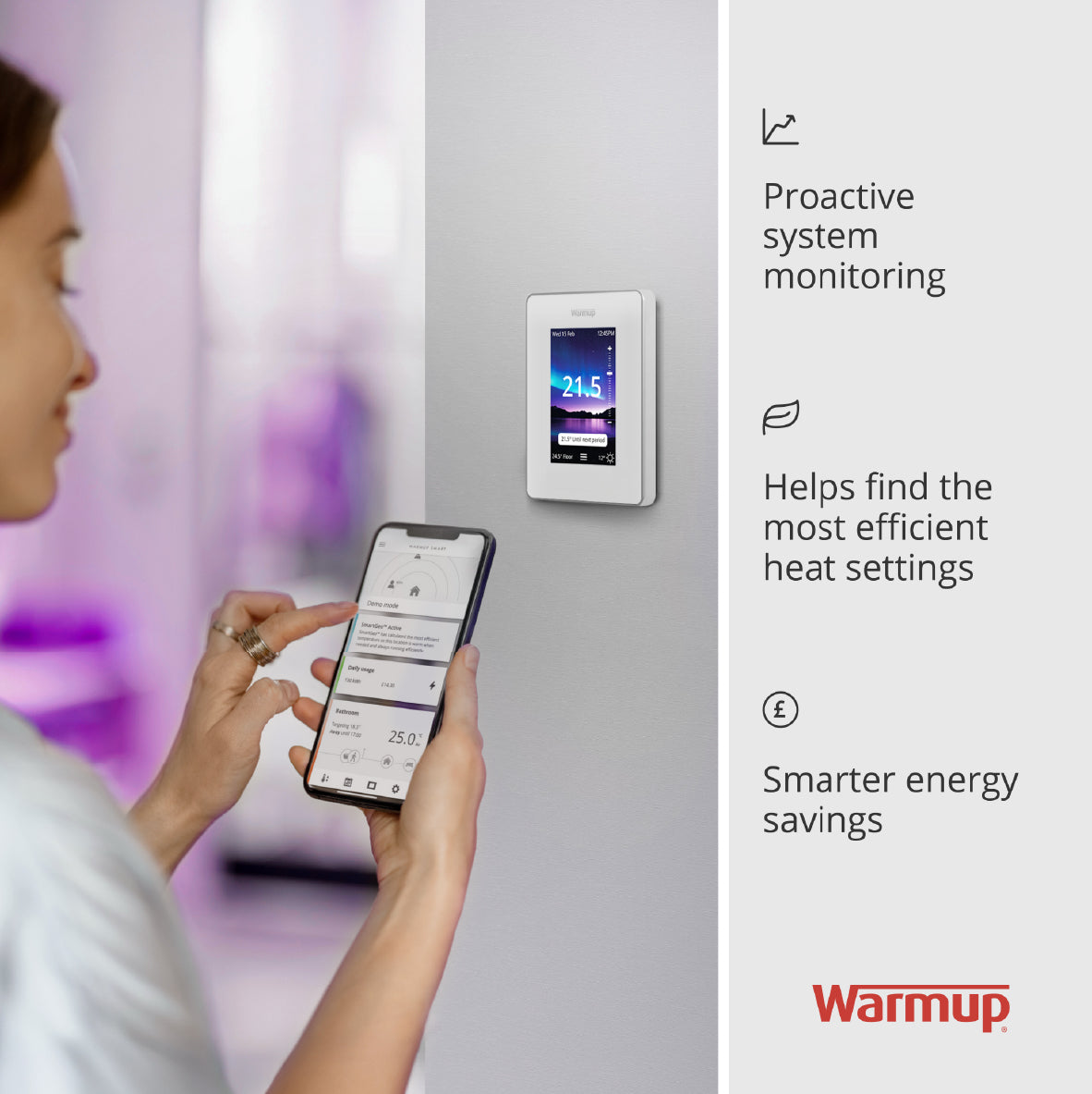Warmup 7iE Smart Matter WiFi Thermostat Bright Porcelain - Electric & Hydronic Underfloor Heating