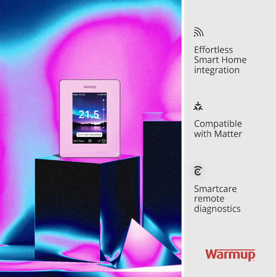 Warmup 7iE Smart Matter WiFi Thermostat Bright Porcelain - Electric & Hydronic Underfloor Heating