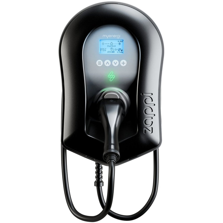 MyEnergi Zappi 2.1 Multiphase Tethered EV Charger - 7kW/22kW Black