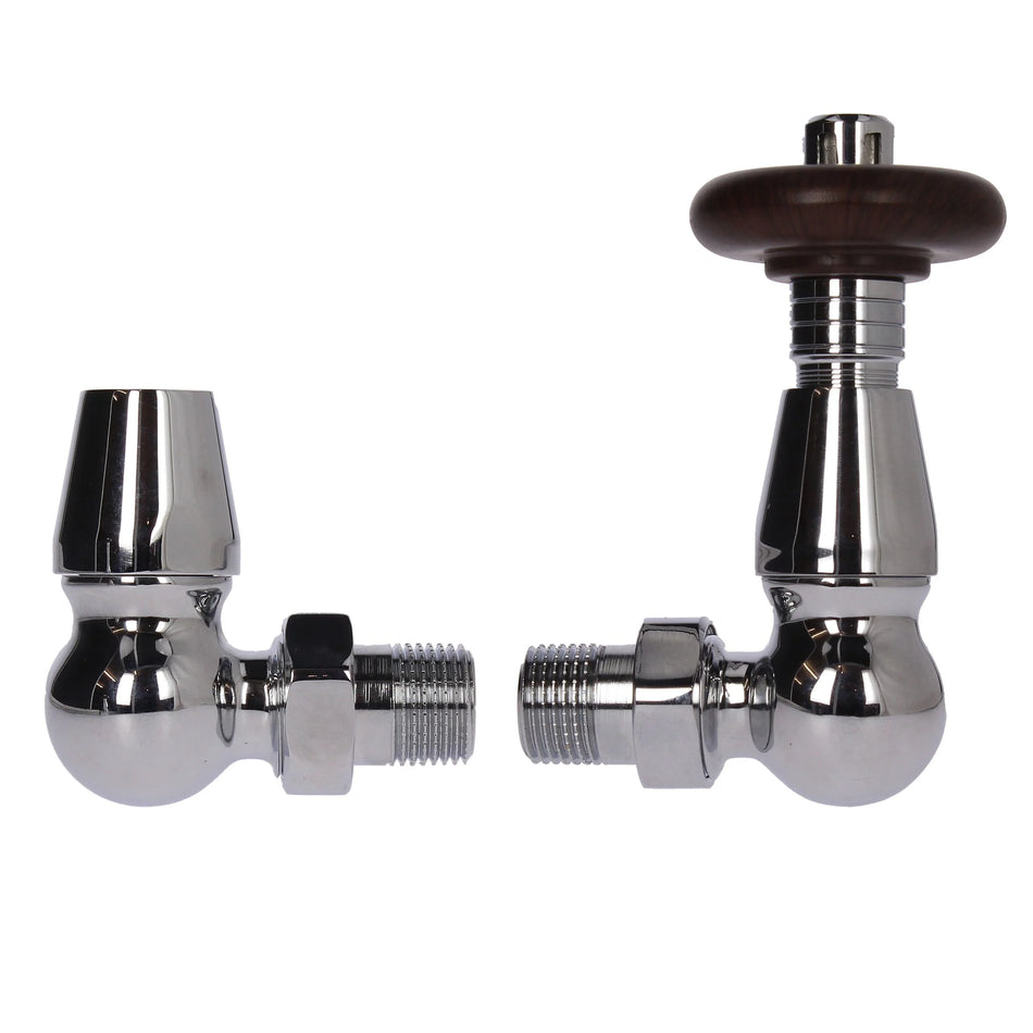 Bentley Traditional 15mm Chrome Corner TRV & Lockshield Set