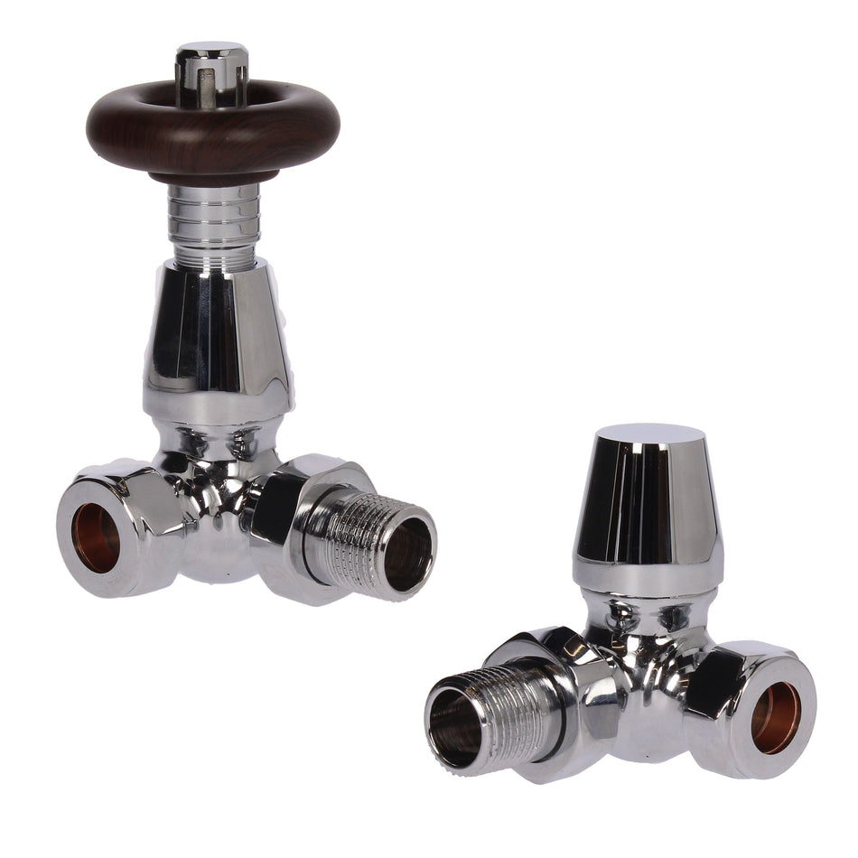 Bentley Traditional 15mm Chrome Corner TRV & Lockshield Set