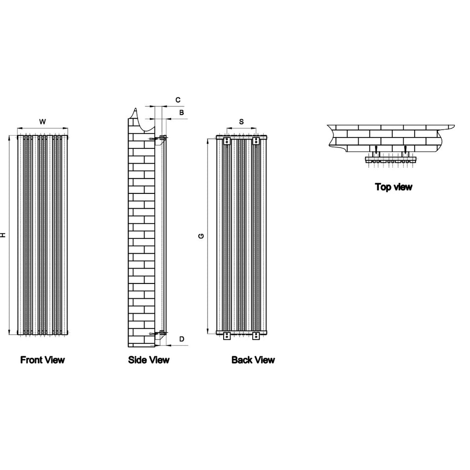 Reina Bonera RND-BNR3218W White Vertical Radiator 324mm x 1800mm