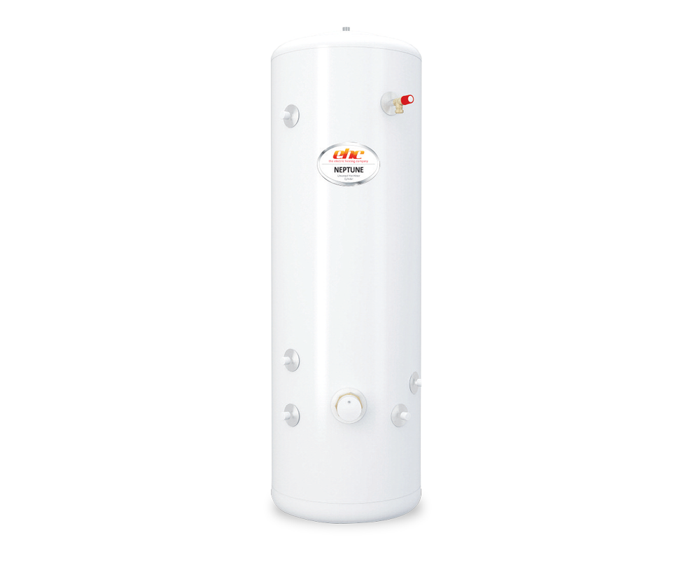 EHC Neptune 210L Unvented Stainless Steel Indirect Cylinder for efficient hot water storage.