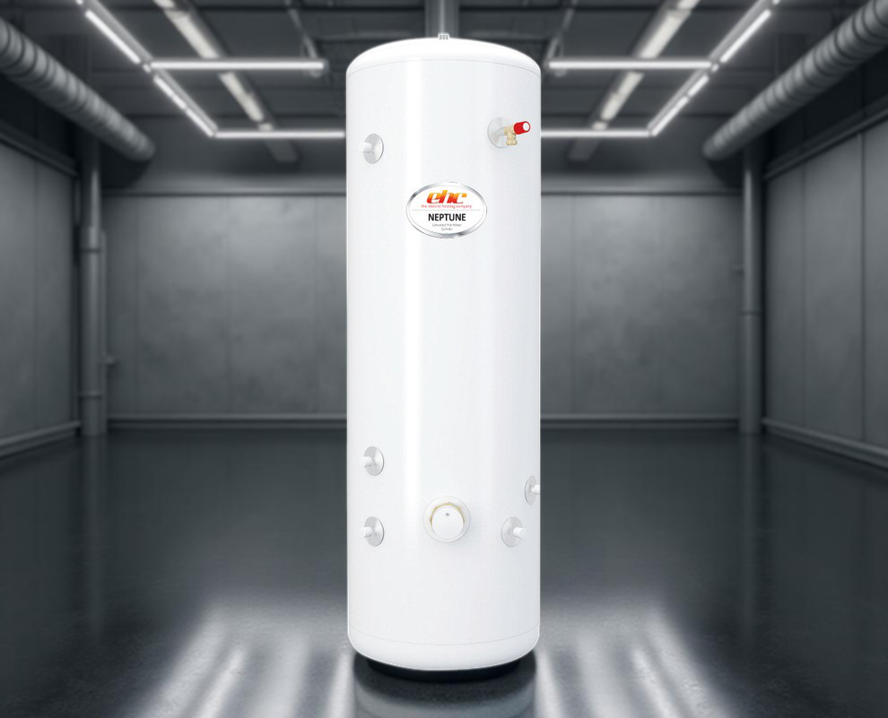 EHC Neptune 210L Unvented Stainless Steel Indirect Cylinder for efficient hot water storage.