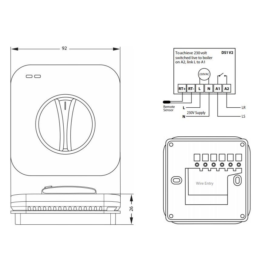 Heatmiser DS1 Manual Dial Thermostat