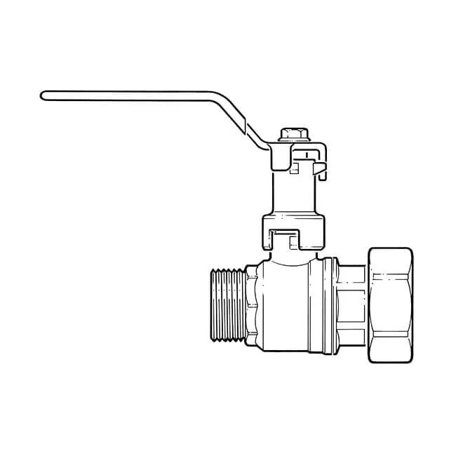 Inta 1-1/4" Female Swivel x 1" Male Flat Face Extended Key Lever Ball Valve — Heat Pump Isolation Valve PN25 HPBV114