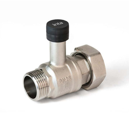 Inta 1-1/4" Female Swivel x 1" Male Flat Face Extended Key Lever Ball Valve, a Pump Isolation Valve for heat applications.