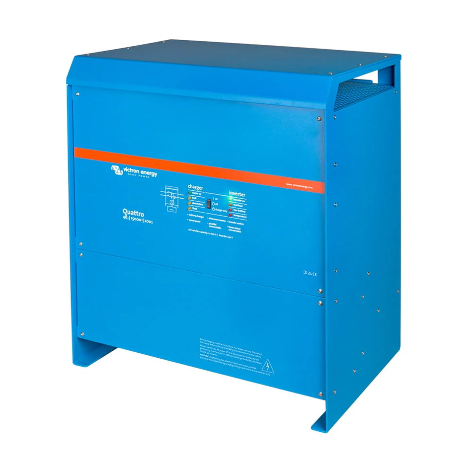 Blue battery or power station with branding on a white background