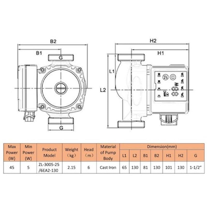 KeyPlumb A-Rated High-Efficiency Circulating Pump - 1.5" BSP, 6m Head, 230V for Domestic Heating Systems