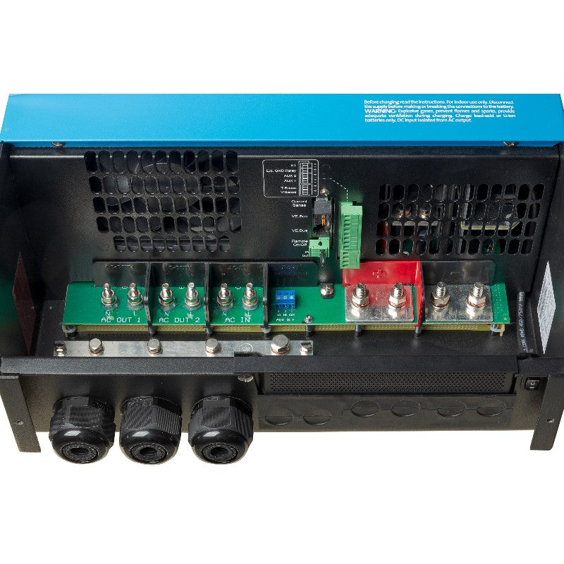 Electrical panel with various components and connectors on a white background