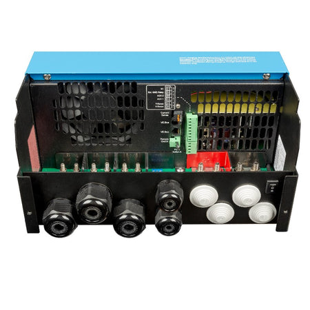 Electrical power inverter with various connectors on a white background