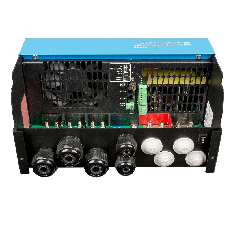 Electrical power inverter with various connectors on a white background