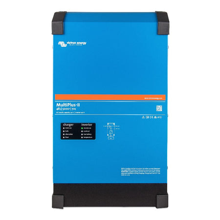 Blue victron power station with black and orange accents on a white background