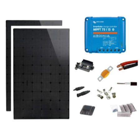 600W (2 x 300W) 12V/24V Off‑Grid Solar Charging Kit with Mounting