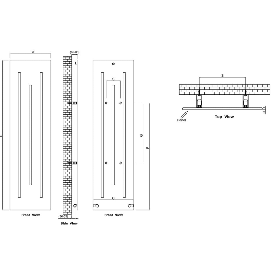 Reina Line RND-LE418A Anthracite Vertical Radiator 490mm x 1800mm