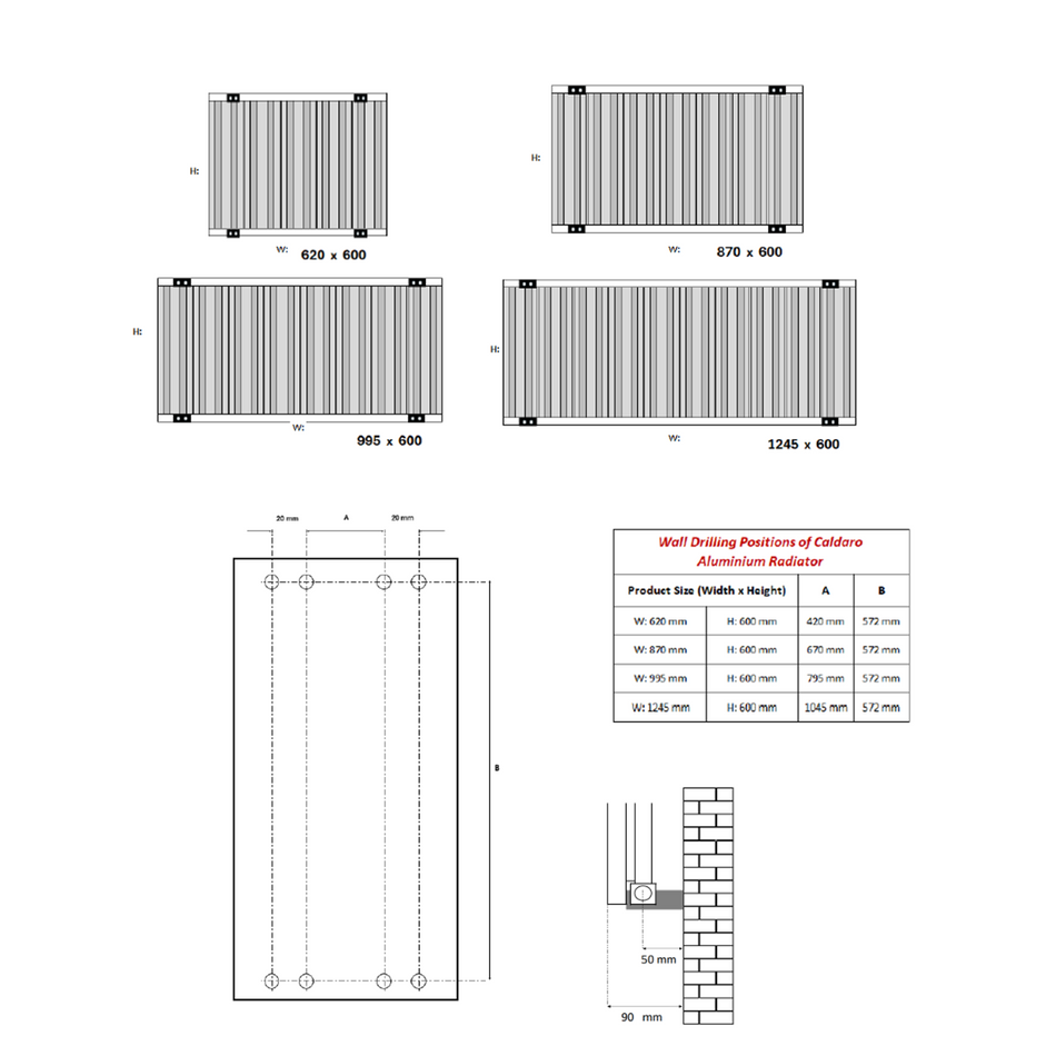 Reina Caldaro A-CDR060099W White Horizontal Radiator 995mm x 600mm