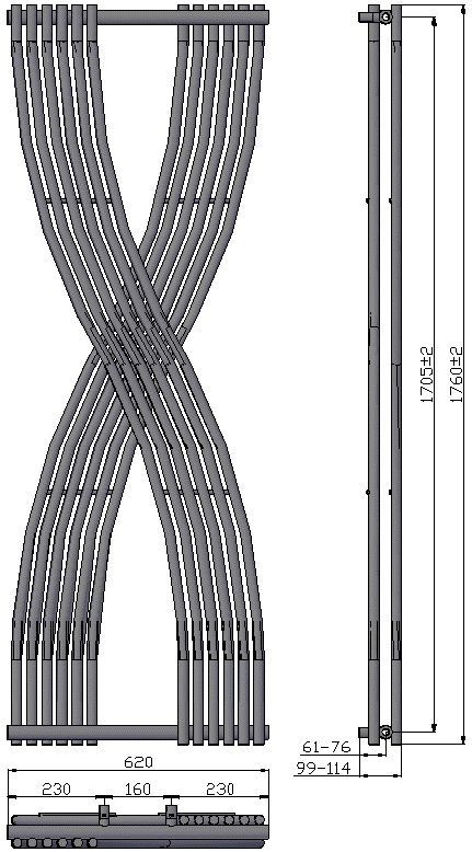Reina Dimaro Anthracite Radiator RND-DMR176A 620mm x 1760mm