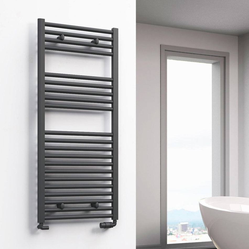 Reina Diva AG60120AF Anthracite flat Towel Rail 600mm x 1200mm