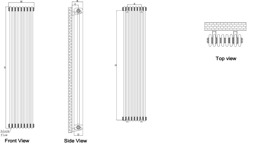 Reina Hedingham RND-HDM18046W White Vertical Steel Radiator 465mm x 1800mm