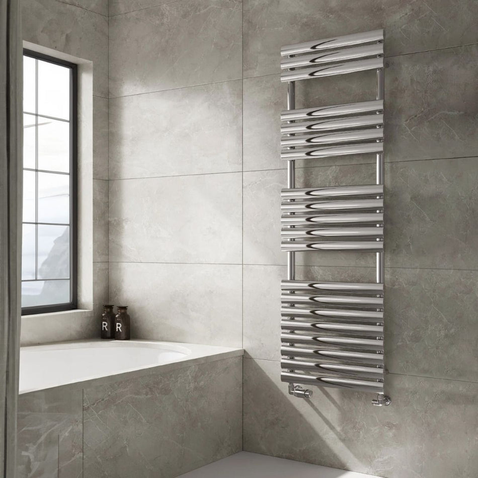 Reina Helin Polished Stainless Steel Designer Towel Radiator – 500mm x 1535mm