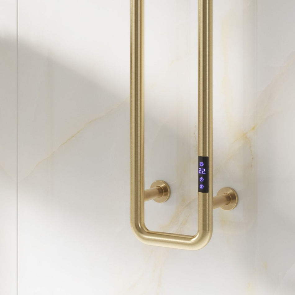 Reina Pelmo EPLOB Brushed Brass Electric Towel Rail