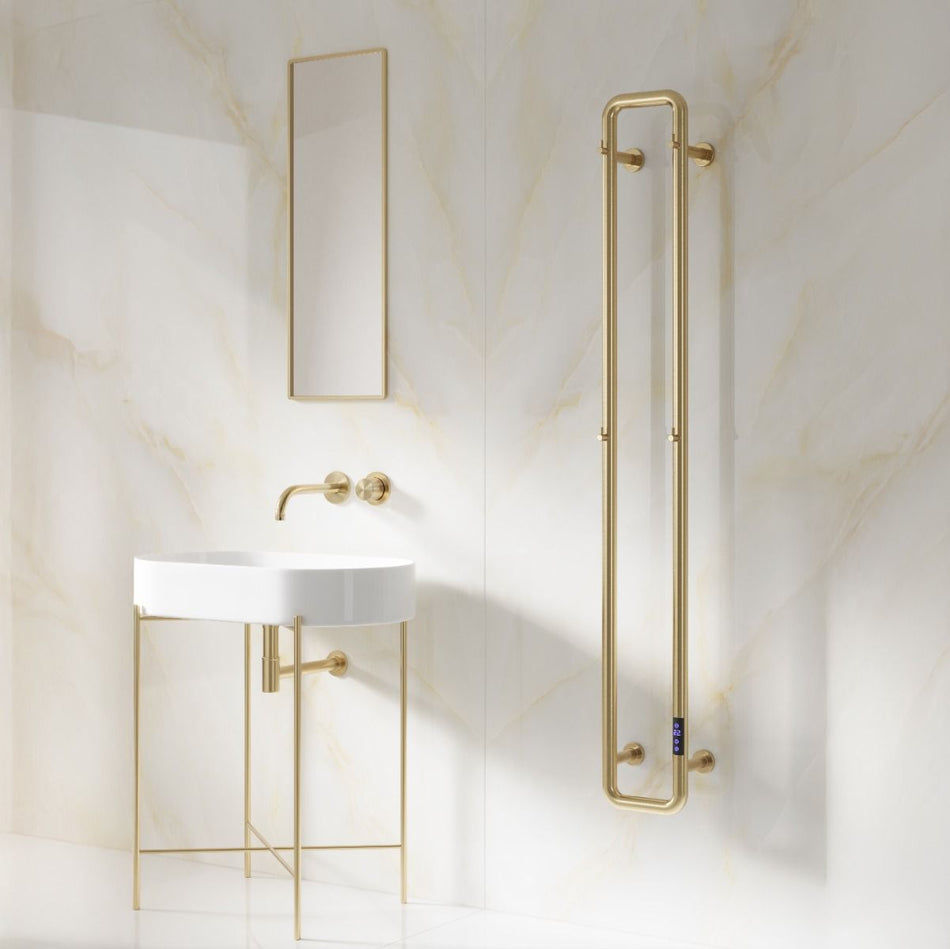 Reina Pelmo EPLOB Brushed Brass Electric Towel Rail 200mm x 1500mm