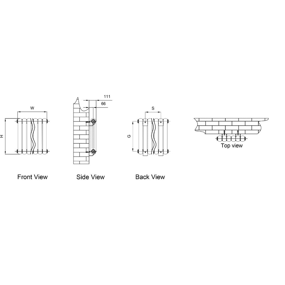 Reina Coneva RND-CNV05079A Anthracite Horizontal Radiator 790 x 550 mm
