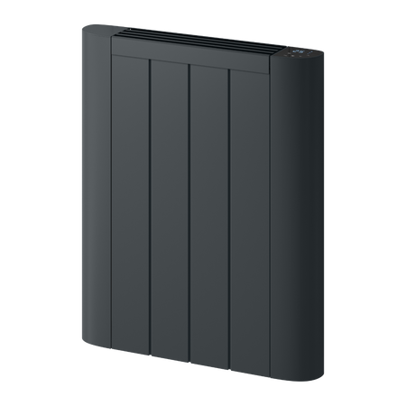 Black electric radiator on a white background