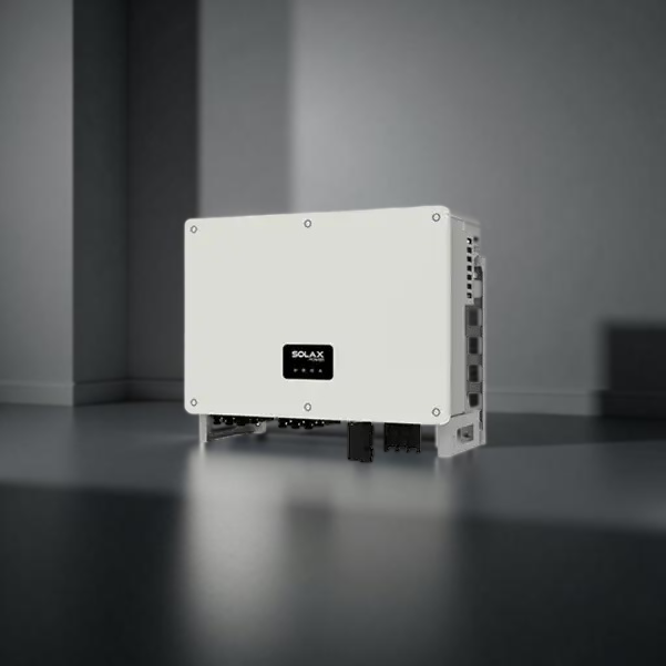 SolaX X3 Mega 60kW String Inverter in a modern indoor setting, showcasing its sleek and robust design.