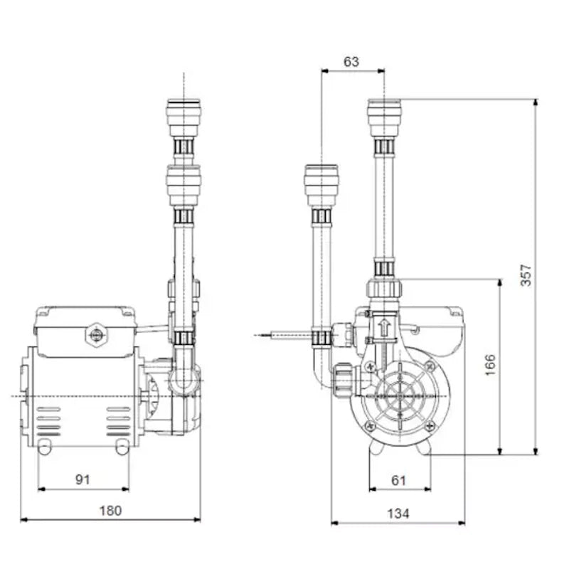 Grundfos SSR2-2.0 C 2.0 Bar Single Impeller Positive Head Composite Shower Pump