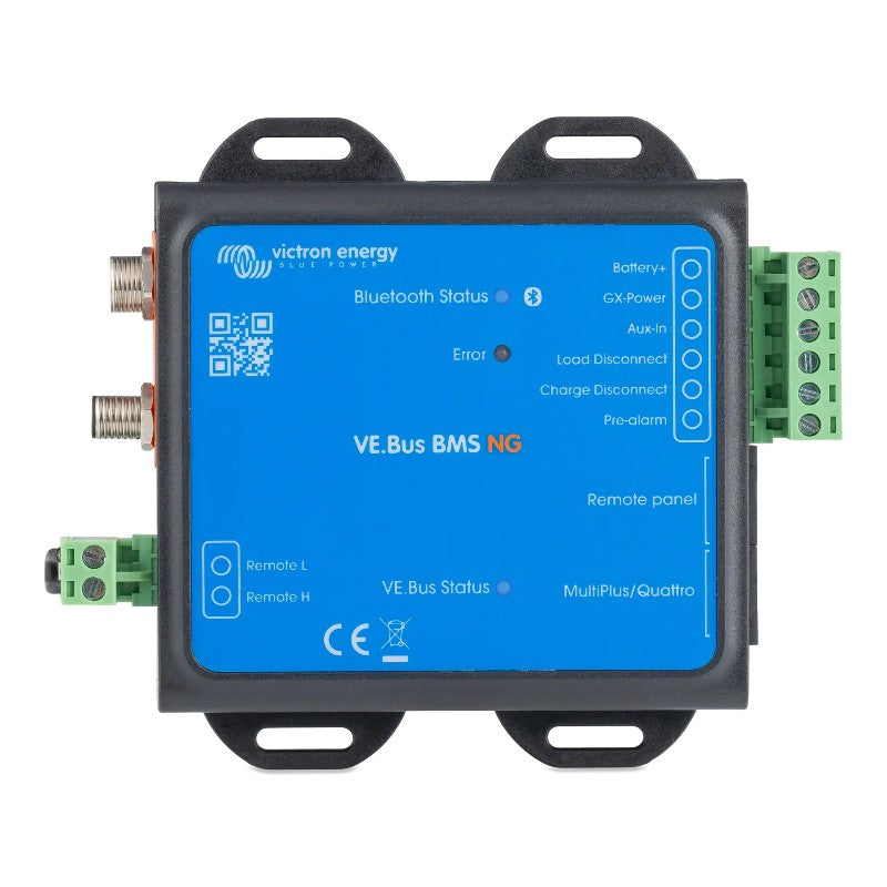 Victron Energy VE Bus BMS NG device with blue display on a white background