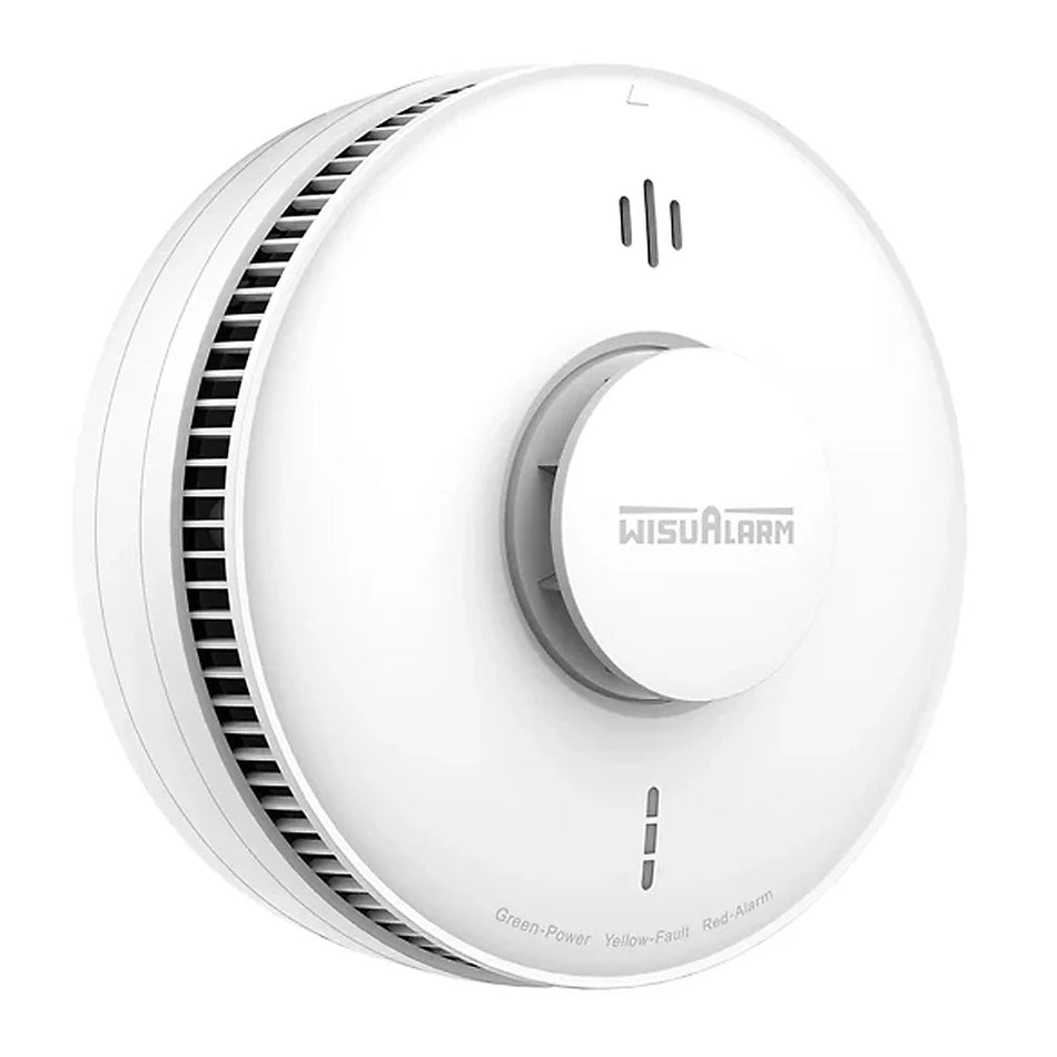Wisualarm Mains Powered Heat Alarm | Grade D2 | Class A1 54–65°C | 9V Battery Backup | Wired Interconnect